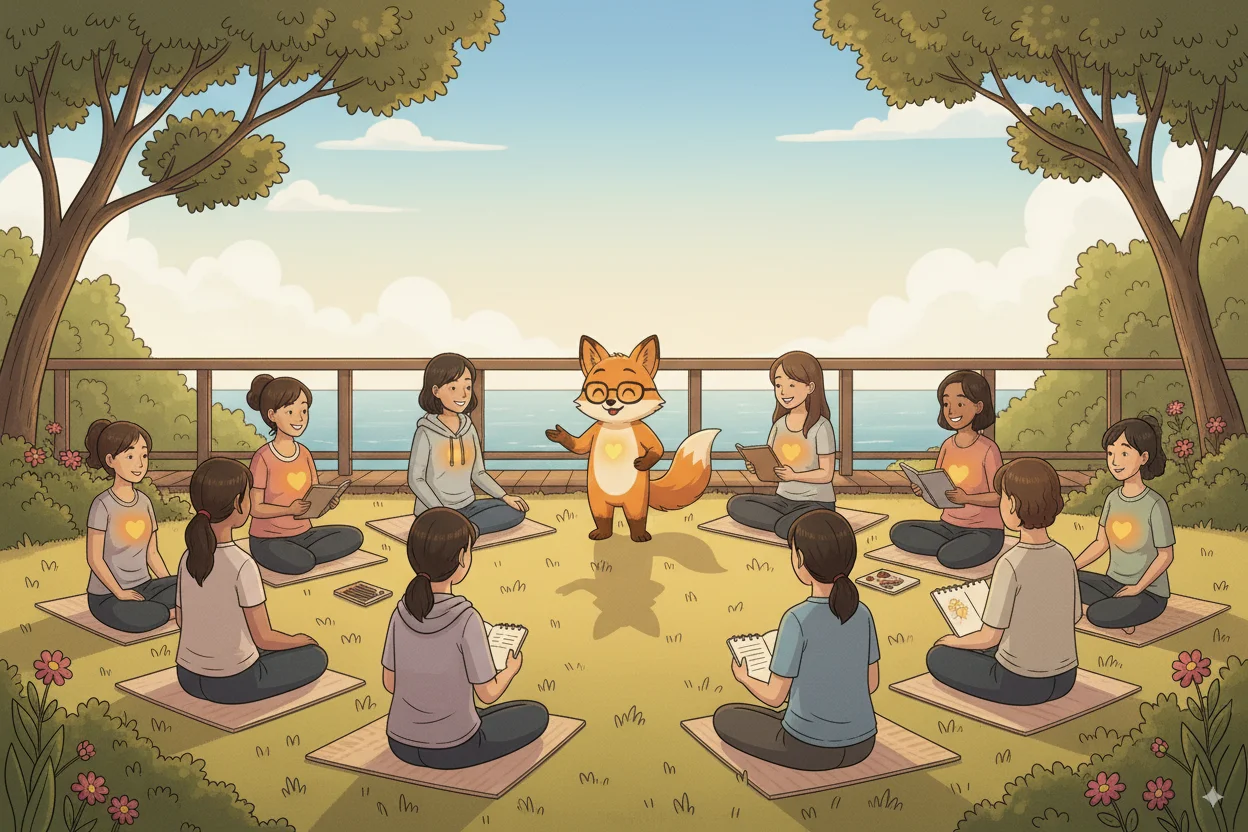 Sisi the Fox warmly welcoming every woman to start their self-growth and healing journey
